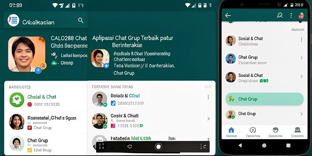 Antarmuka utama CALO288 menampilkan fitur Chat Grup yang intuitif dan menarik.