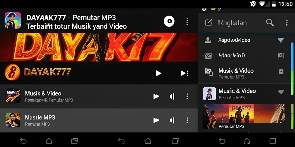 Tampilan antarmuka utama DAYAK777 untuk Pemutar MP3 yang ramah pengguna.