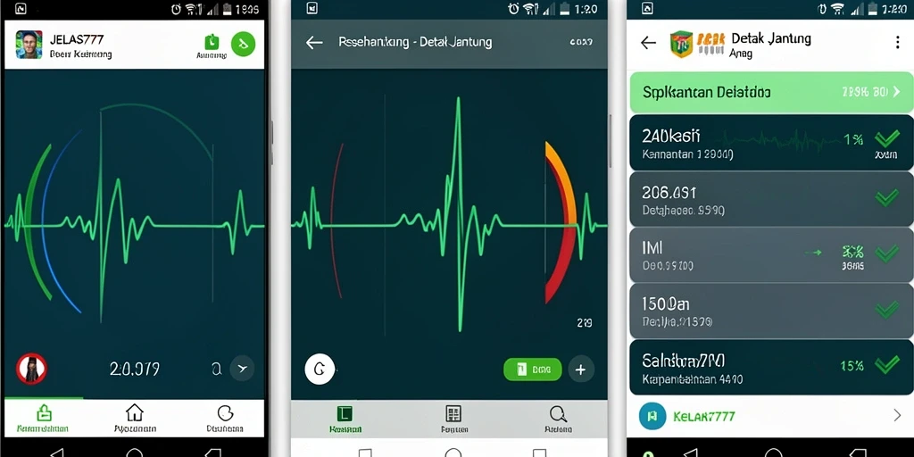 Tampilan antarmuka utama JELAS777 dengan fungsi monitoring detak jantung.