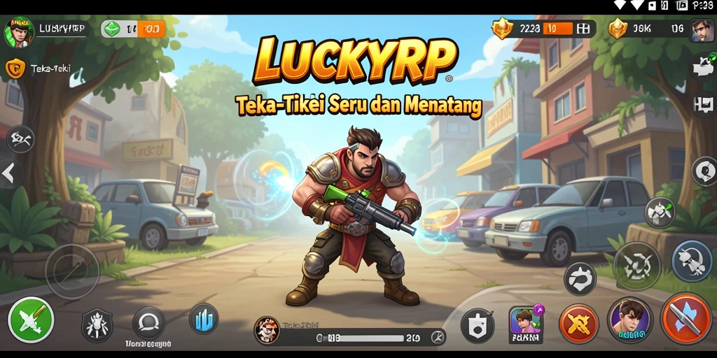 Antarmuka menarik dari game Teka-Teki LUCKYRP dengan berbagai tantangan.