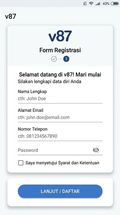Cara Registrasi Akun Baru v87 untuk Android